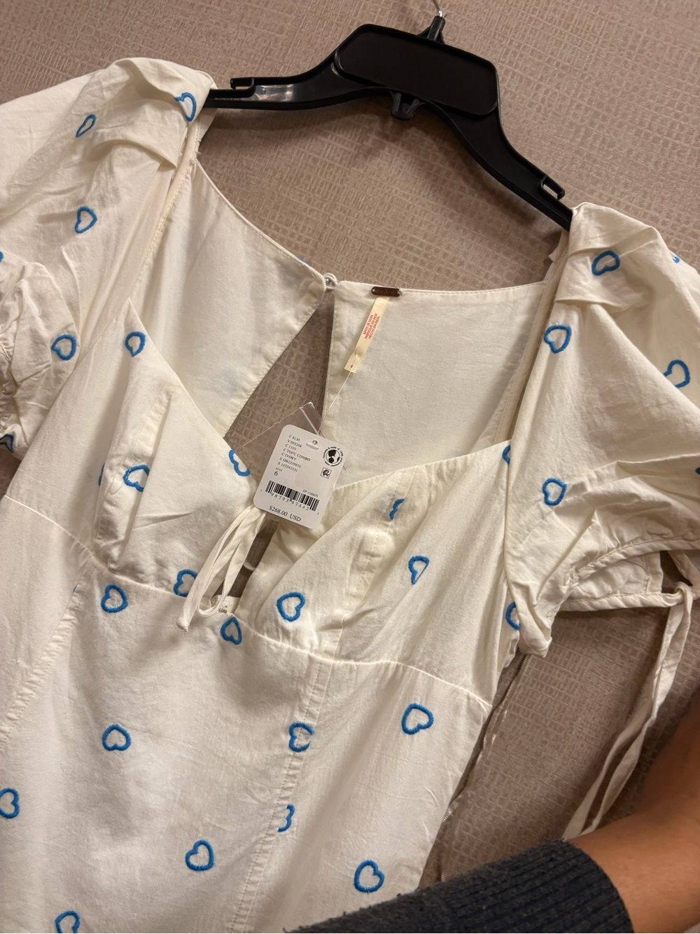 Free People Cream Maxi Dress with Blue Heart Print - Picture 5 of 7